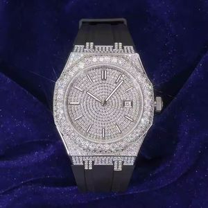 Luxury <b>diamond</b> wristwatch with octagonal bezel black strap gemstone encrusted dial sparkling elegant jewelry timepiece premium - Product Image 6