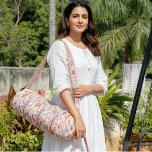 กระเป๋าโยคะผ้าฝ้ายแบบควิลท์อเนกประสงค์ กระเป๋ากีฬาแบบมีซิป กระเป๋าเดินทางดีไซน์สวย - Product Image 1