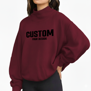 Servicio OEM/ODM, Sudadera Ligera de Cuello Alto para Mujer, Estilo Casual, Poliéster/Algodón, con Impresión de Logotipo Personalizado - Product Image 2