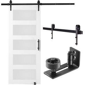 Kit Ferramenta per Porta Scorrevole in Legno e Vetro 8 in 1, Guida a Pavimento Liscia e Silenziosa 32'' x 84'' per Soggiorno - Product Image 1