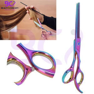 Ciseaux à effiler les cheveux multicolores avec poignée antidérapante, 6,0 pouces, ciseaux de barbier en acier inoxydable haute dureté, outils pour cheveux - Product Image 3