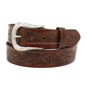 Ceinture en cuir Western unisexe à boucle florale de style vintage, marron, gravée, avec outillage manuel, tailles personnalisées, ceinture en cuir travaillée - Product Image 6