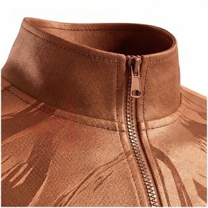Conjunto Deportivo Marrón para Hombre, Manga Larga, Cuello Alto, Cierre de Cremallera Frontal, Estampado, Transpirable, Informal, para Otoño, Corte Regular - Product Image 4