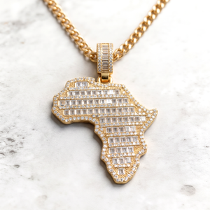 Colgante Personalizado de Mapa de África Estilo Hip Hop, con Incrustaciones de Moissanita Baguette, Plata 925, para Uso Diario - Product Image 3