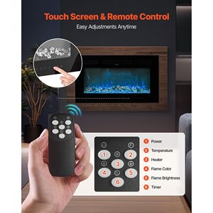 Caminetto Elettrico da Parete Incassato con Fiamma Regolabile, Telecomando, Timer e Controllo Luminosità e Colore - Product Image 5
