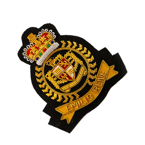 Custom Embroidered Patch <b>Sew</b>-<b>On</b> Irregular Shape Fabric <b>Badge</b> With Crown And Shield Design - Product Image 4