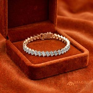 Pulsera de Moissanita con Corte Esmeralda Chapada en Oro Rosa, Cadena Fina, Joyería de Moda para Mujer, Estilo Elegante de Nueva York, Regalo - Product Image 5