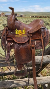 อานม้าหนังแท้สไตล์ตะวันตก ตกแต่งด้วยลายดอกไม้ งานแฮนด์เมด เป็นมิตรกับสิ่งแวดล้อม พร้อมอุปกรณ์ทองเหลืองและทองแดง  นั่งสบายสำหรับผู้ขี่และม้า - Product Image 2