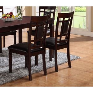 7-Piece Dinette <b>Set</b> Espresso Finish Rectangular <b>Table</b> Faux Leather Upholstery <b>Side</b> Chairs Lattice Design Padded Dining Room <b>Set</b> - Product Image 5
