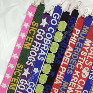 สายกระเป๋าถือแบบมีลูกปัดปักลาย ปรับความยาวได้ สายสะพายไหล่แบบกว้าง สายสะพายข้างแบบเปลี่ยนได้ พร้อมตัวล็อคโลหะแบบก้ามปู - Product Image 1