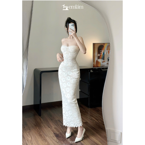 เดรสยาวผ้าลูกไม้ยืดสำหรับผู้หญิง สายเดี่ยวรัดรูป สวมใส่ออกงานกลางคืน ET2388 ขายส่ง - Product Image 3