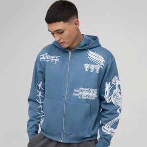 Sweat-shirts à capuche zippés coupe droite et ample, respirants, pour hommes, 100 % coton molletonné, impression numérique, dernier design, prix usine, les plus vendus - Product Image 2