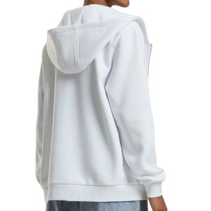 Vente en gros : Sweat à capuche zippé court pour femme, en polaire épaisse, couleur unie, pour l'hiver, vêtement de sport, haut de yoga, avec cordon de serrage - Product Image 2