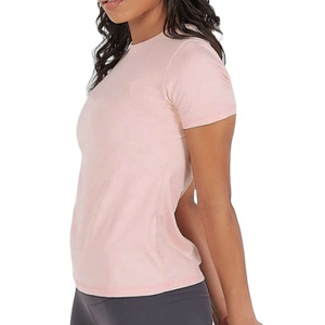 ขายส่งผู้หญิงผ้าฝ้าย100% ธรรมดาบางพอดีเสื้อยืดที่มีโลโก้ที่กำหนดเอง - Product Image 1