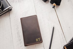 Wholesale Genuine Leather Checkbook Holder Slim Business Check <b>Book</b> Cover Custom Brand Cowhide <b>Wallet</b> Supply LCR-0151 - Product Image 2