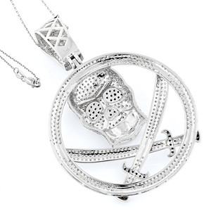 Colgante de Moissanita de Plata 925 de Alta Calidad Personalizado, Joyería Hip Hop, Colgante de Calavera Pirata con Diamantes de Moissanita - Product Image 4