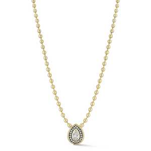 Colliers pendentifs goutte d'eau en or massif 14k 18k, sertissage pavé en rhodium noir, diamant de laboratoire taille poire, chaîne à billes de 18 pouces, bijoux fins - Product Image 1
