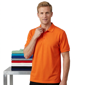 Polo pour homme à manches courtes en coton 100% orange, respirant, couleur unie, décontracté, tricoté, coupe classique - Product Image 5