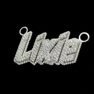 Pendentif en argent massif Hip Hop véritable S925 personnalisé en usine pendentif lettre en diamant Moissanite VVS1D pour hommes - Product Image 3
