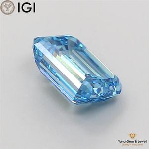 Diamante Cultivado en Laboratorio con Certificado IGI, Corte Esmeralda, Color Azul Intenso, Claridad VS2, 2.00 Quilates, para Anillo de Compromiso - Product Image 3