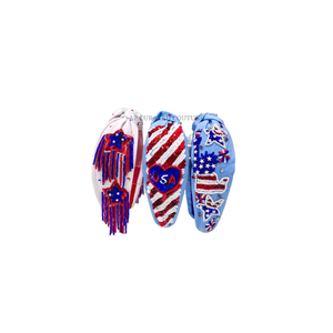 Diadema con Cuentas Personalizada para el 4 de Julio, Accesorios para el Cabello con Cuentas Rojas, Blancas y Azules para el Día de la Independencia Patriótica, Venta al por Mayor - Product Image 1