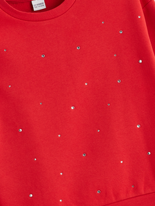 Women Corduroy Lined Cotton Rhinestone O Neck <b>Sweatshirt</b> Pullover Soft Warm Breathable Anti-Wrinkle Formal Fashion <b>Vintage</b> - Product Image 6
