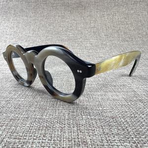 Montures de lunettes artisanales indiennes écologiques en corne de buffle moderne, fabriquées à la main à partir de plaques de corne, couleurs naturelles, montures optiques - Product Image 2