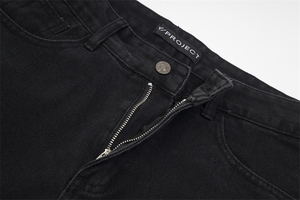 Jean en denim respirant noir à rivets pour homme, collection Printemps 2025 – Tendance délavée, style personnalisé, pantalon long, marque Hip Hop Américaine - Product Image 2
