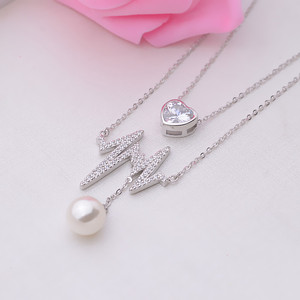 Collar con Colgante de ECG de Plata S925 con Cadena para Clavícula, Accesorios Semiterminados para Mujer, Bandeja Hueca para Perlas 276 - Product Image 3