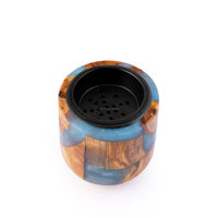 Offre Spéciale – Brûleur à Bakhoor en Résine de Bois Poli Bleu Ciel, Artisanat d'Art Rustique Haut de Gamme, Mini Cadeau de Mariage, Boîte Artisanale pour Encens