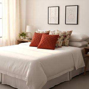 SOGA 5PC Home Decor Set Botanical Floral Light Pillowcase and Classic <b>Red</b> Diamond Knit <b>Cushion</b> <b>Cover</b> for Seat Decor - Product Image 5