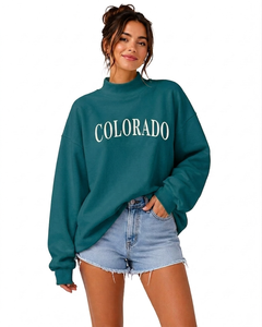Sudadera Oversize de Cuello Alto para Mujer con Estampado Colorado, Hombros Caídos, Manga Larga, Tejido de Algodón, Ropa Casual de Otoño - Product Image 1