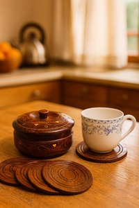 Wholesale Supply Eco Friendly Wooden <b>Coasters</b> for Coffee Tea Cups Reusable Wood <b>Drink</b> <b>Coasters</b> Available for Bulk Quantity - Product Image 2