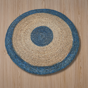 Concentric Dark Blue Striped Round Seagrass Sheets Crafted for <b>Wall</b> Decoration <b>Table</b> Settings and Natural Home Accents - Product Image 3