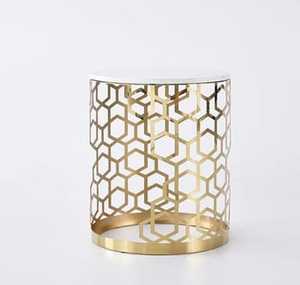 Two Tier Round Side <b>Table</b> With Gold Metal Frame Pink Trays Modern Stylish Accent Furniture For Living Room Bedroom Office - Product Image 6