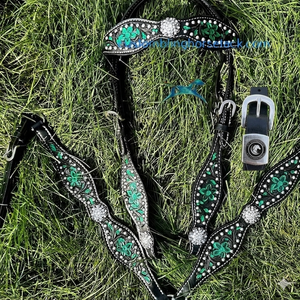 Conjunto de cabezada y pechera de cuero genuino occidental con incrustaciones de pelo, ajustable, de alta calidad, personalizable, accesorio ecuestre - Product Image 3