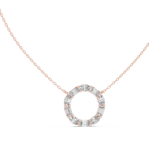 Collier pendentif en or rose 18 carats avec diamants ovales et baguettes pour femme, bijoux minimalistes de luxe, cadeau d'anniversaire - Product Image 5