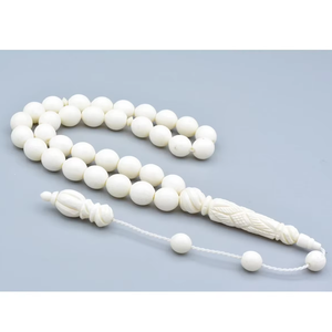 Misbaha en os naturel 99 perles, chapelet de prière islamique, logo personnalisé disponible - Product Image 1