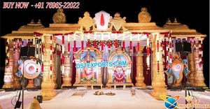 Mariage hindou tamilien Manavarai Mandap configuration grands mariages Style Temple Mandapam traditionnel Kalyana mariage décors australie - Product Image 5