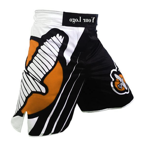 Shorts MMA pour hommes, noir, blanc, rouge, impression par sublimation, séchage rapide, polyester, coupe classique, vêtements d'arts martiaux mixtes, shorts pour adultes - Product Image 2