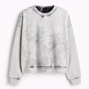 เสื้อยืดสตรีทแวร์แบบคัสตอม ขอบดิบ พิมพ์ลายกราฟิก ผ้าคอตตอนหนา เสื้อสเวตเชิ้ตวินเทจฟอกสี เสื้อแขนยาวสองชั้นสำหรับผู้ชาย - Product Image 6