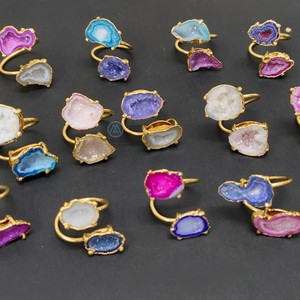 Vintage Druzy Gemstone <b>Ring</b> for Girls European American Asian Indian Style Premium Quality Alloy <b>ring</b> Natural <b>Crystal</b> Stone Gift - Product Image 1