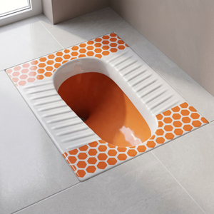 Commercial White Wash Down Porcelain Squat <b>Pan</b> Orange Double Color <b>Ceramic</b> WC Toilet For Large Construction Projects - Product Image 1