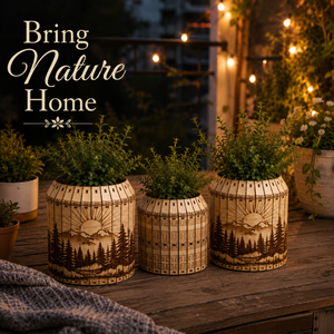 Ensemble de jardinières en bois artisanal de luxe pour la décoration moderne de la maison |   Porte-pot de fleurs décoratif rustique d'inspiration naturelle pour l'intérieur et l'extérieur - Product Image 2