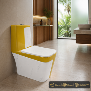 โถสุขภัณฑ์แบบชิ้นเดียวทันสมัย ดีไซน์หินอ่อนสีเหลืองอ่อน ระบบชำระล้างแบบ Washdown สินค้ามาแรง - Product Image 5