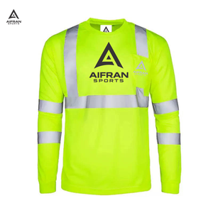 Gilet de sécurité AIFRAN ANSI Classe 3 à manches longues, chemise haute visibilité jaune fluorescent réfléchissant, pour ingénieur de construction, avec logo personnalisé - Product Image 6