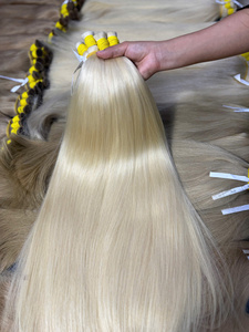 Extensiones de Cabello Humano Virgen Natural Rubio Liso de Alta Calidad, 100g, 28 Pulgadas, con Super Double Drawn, Precio al por Mayor - Product Image 2