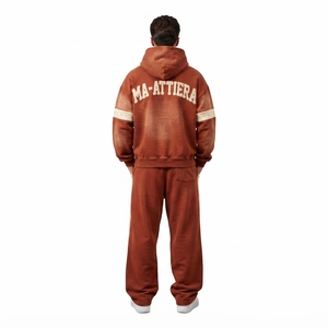 Custom <b>Oversized</b> Washed Zip Up Hoodie and Baggy <b>Sweatpants</b> Two Piece Tracksuit Set - Product Image 2