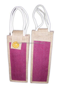 Bolsa de botella de vino de tela de yute reutilizable ZARI BORDER SINGLE 2/4/6 botellas individuales con asa para ir de compras - Product Image 3