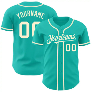 Maillot de baseball personnalisé, imprimé bleu sarcelle et blanc, unisexe, manches courtes, boutons sur le devant, respirant, coupe classique, toutes saisons, nom et numéro de l'équipe - Product Image 3